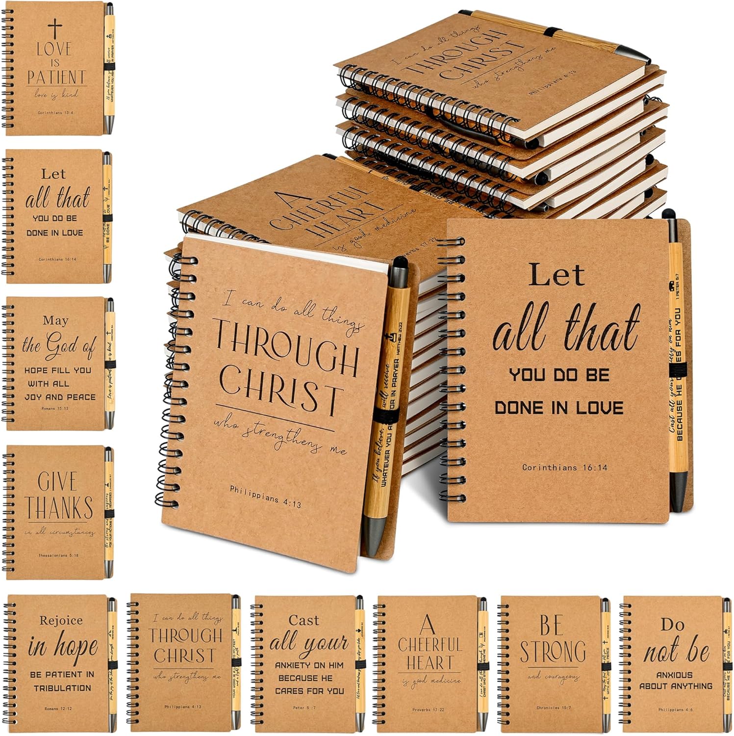 Christian Spiral Notebooks with Pens Set