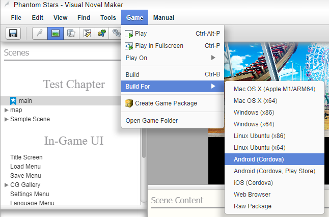 Forum topic: How to build .apk in Visual Novel Maker Engine