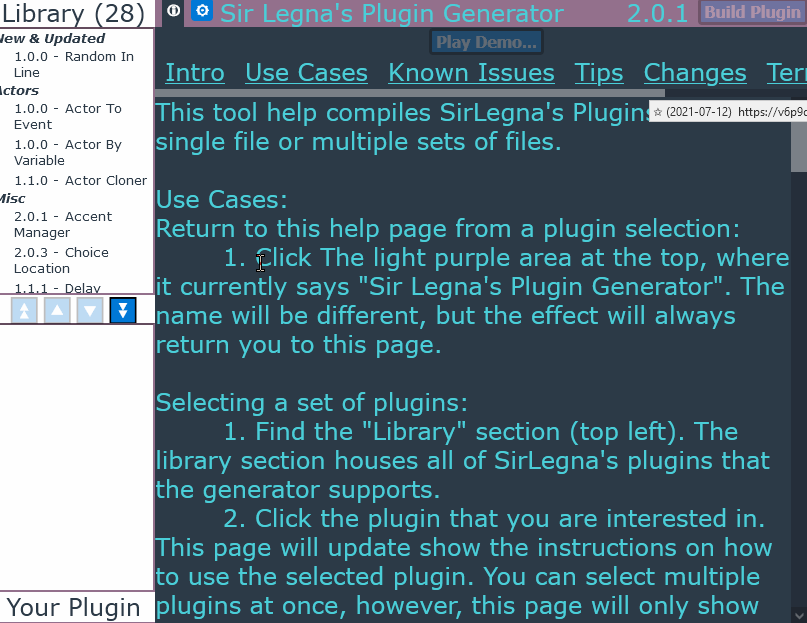 Preview of the Generator