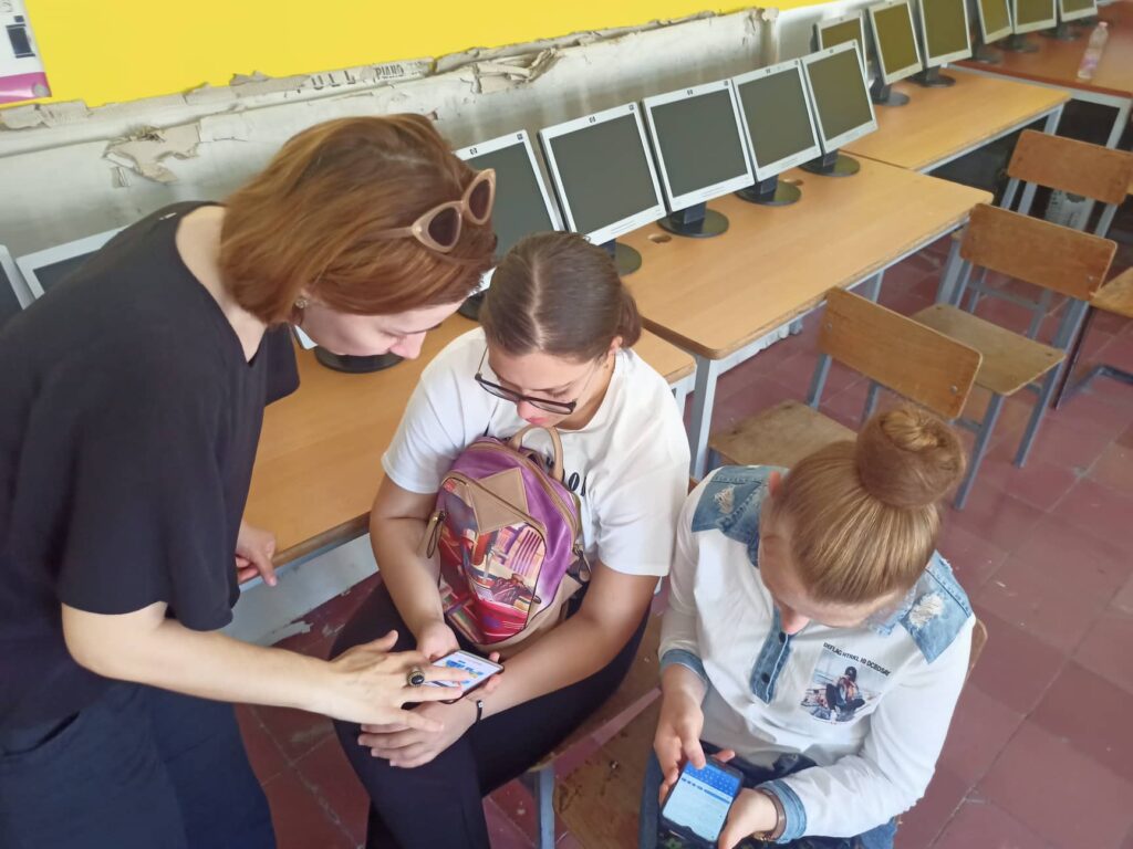 Students checking on different information about professions
